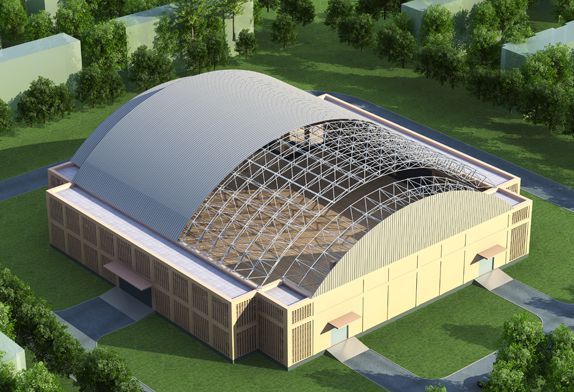 space frame stadium structure
