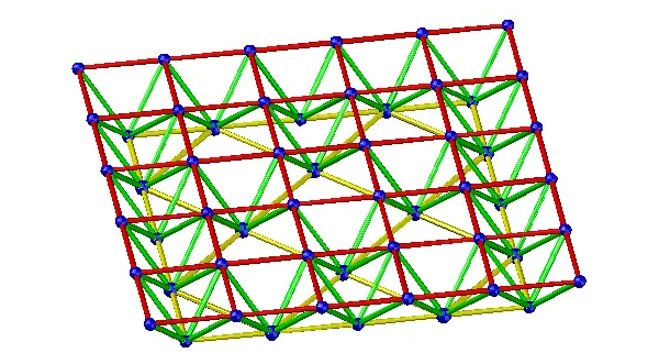 Tessellated quadrangular cone space frame