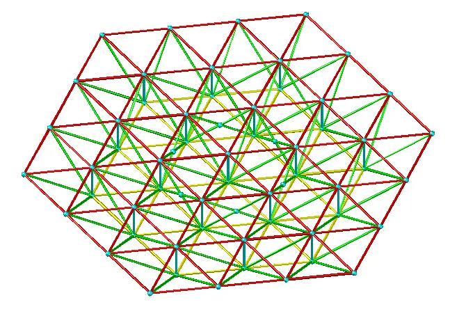 Three-way space frame