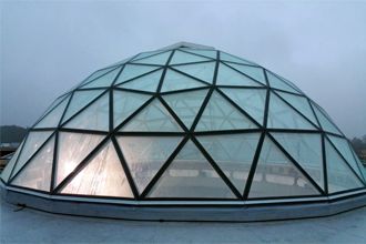 Dome shaped glass skylight