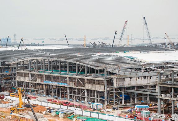 The fastest installation of the steel structure of Shenzhen International Convention and Exhibition