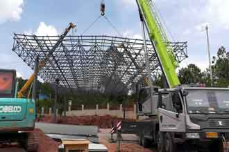 What is the installation work of the gas station space frame
