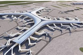 The steel structure of the satellite hall of Shenzhen Airport was successfully capped
