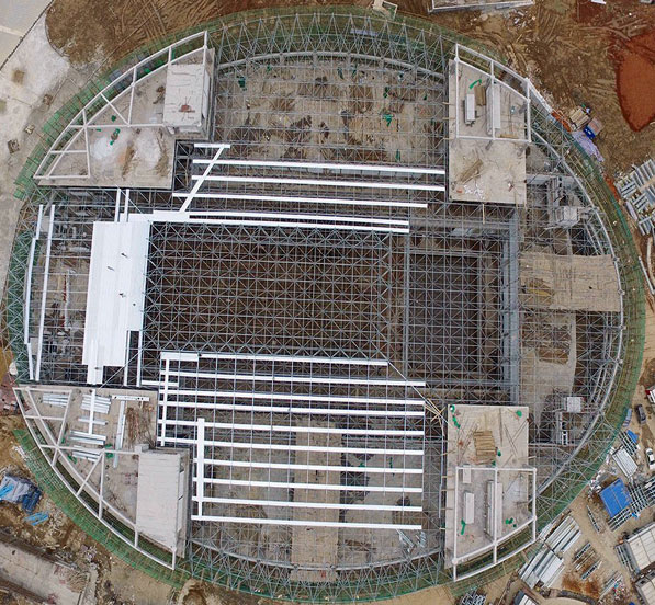 Prefab Steel structure stadium roof space frame construction diving swimming pool building design