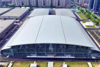 Steel Curved Roof Truss System For Exhibition Center Exhibition Hall