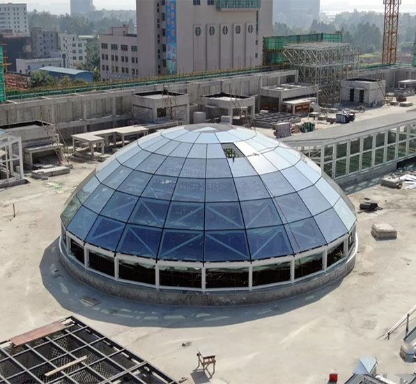 Prefab Glass Skylight Dome Steel Structure Roofing Construction For Shopping Mall