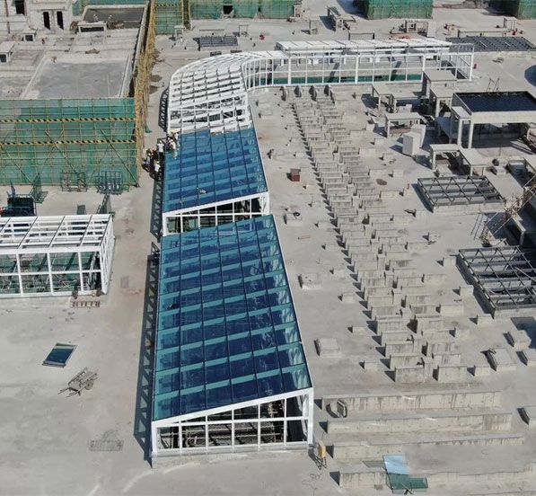 Prefab Glass Skylight Dome Steel Structure Roofing Construction For Shopping Mall