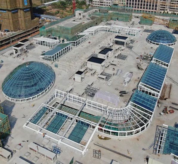 Prefab Glass Skylight Dome Steel Structure Roofing Construction For Shopping Mall