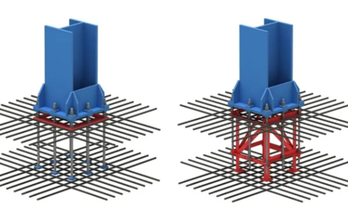 Exposed column foot nodes