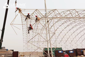 Caution two-step construction for space frame installation