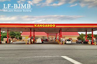 Why do gas stations use space frame structures?